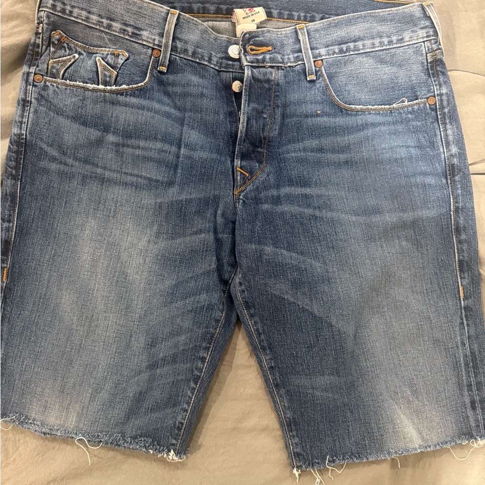 True Religion Distressed Blue Jean Shorts